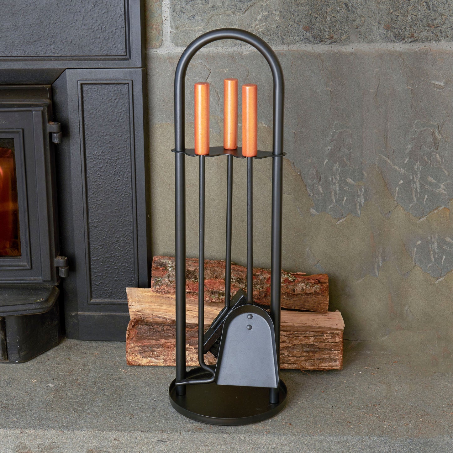 4-pc Wood Black Fireplace Tool Set