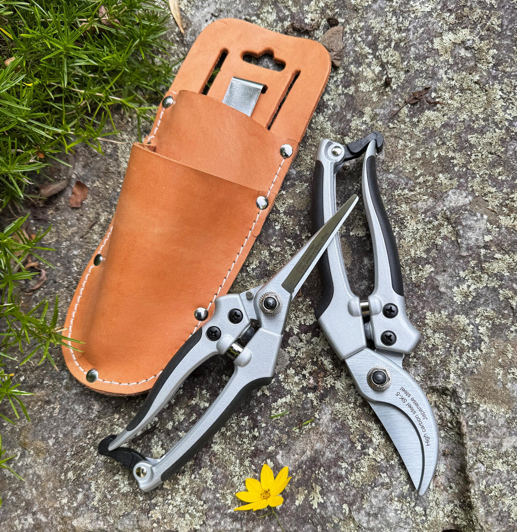 Bypass & Flower Pruner Set with Leather Sheath