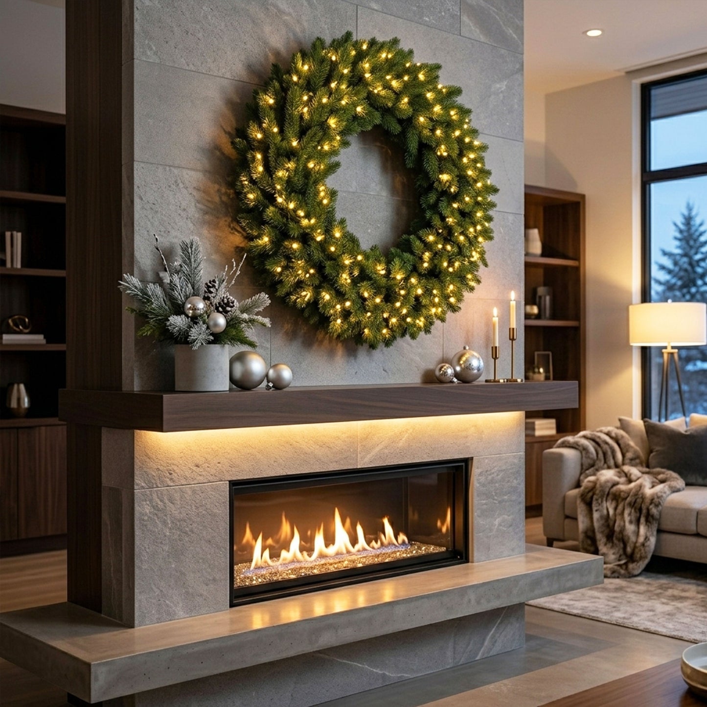 Pre-Lit Artificial Christmas Wreath - 48 In.