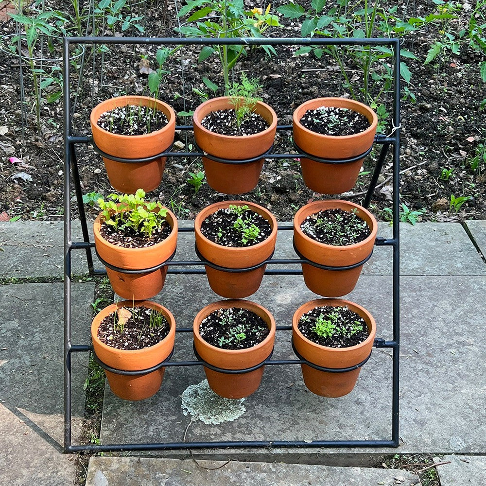 Terracotta Planter Stand Including 9 Pots