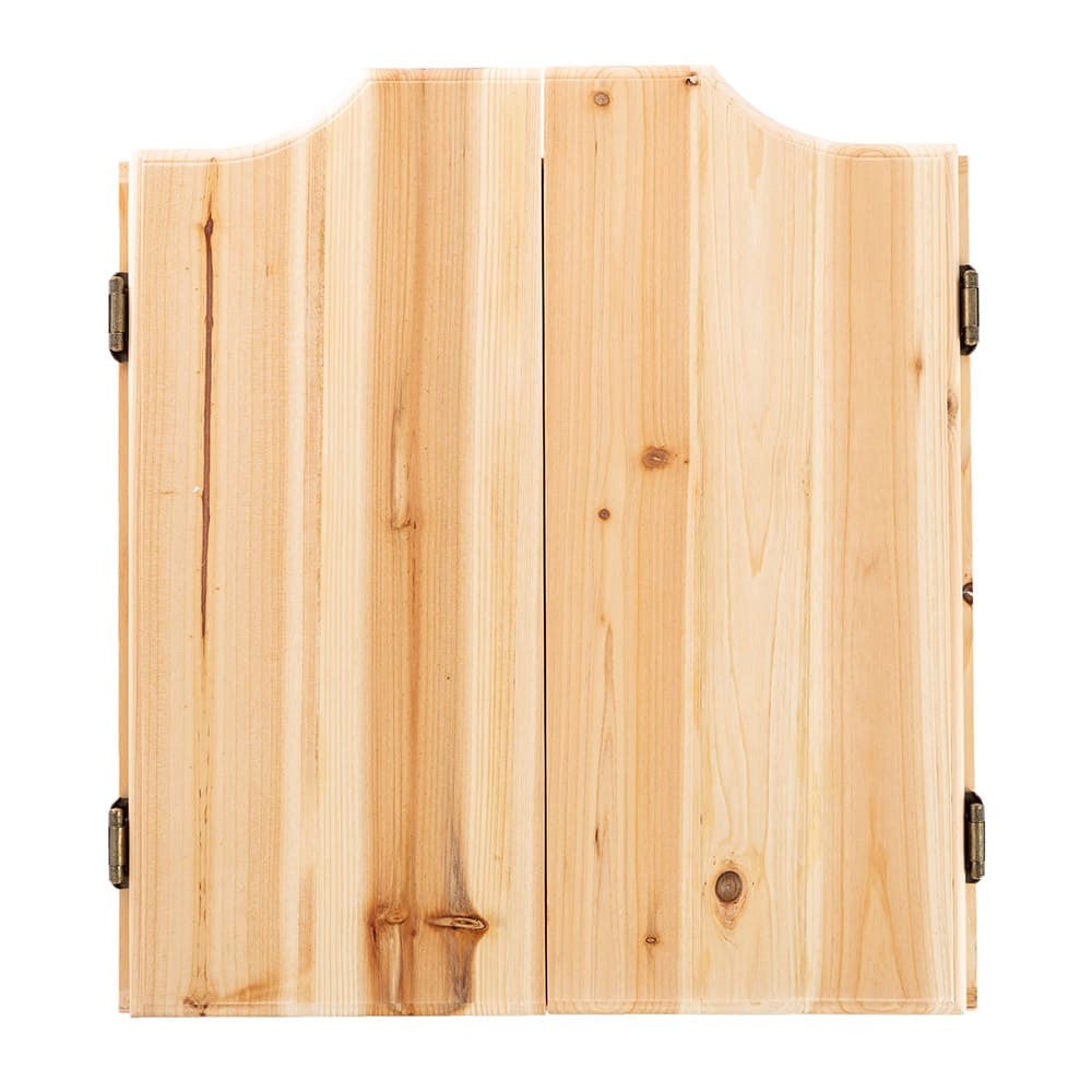 Old-Fashioned Dartboard Set in a Pine Cabinet