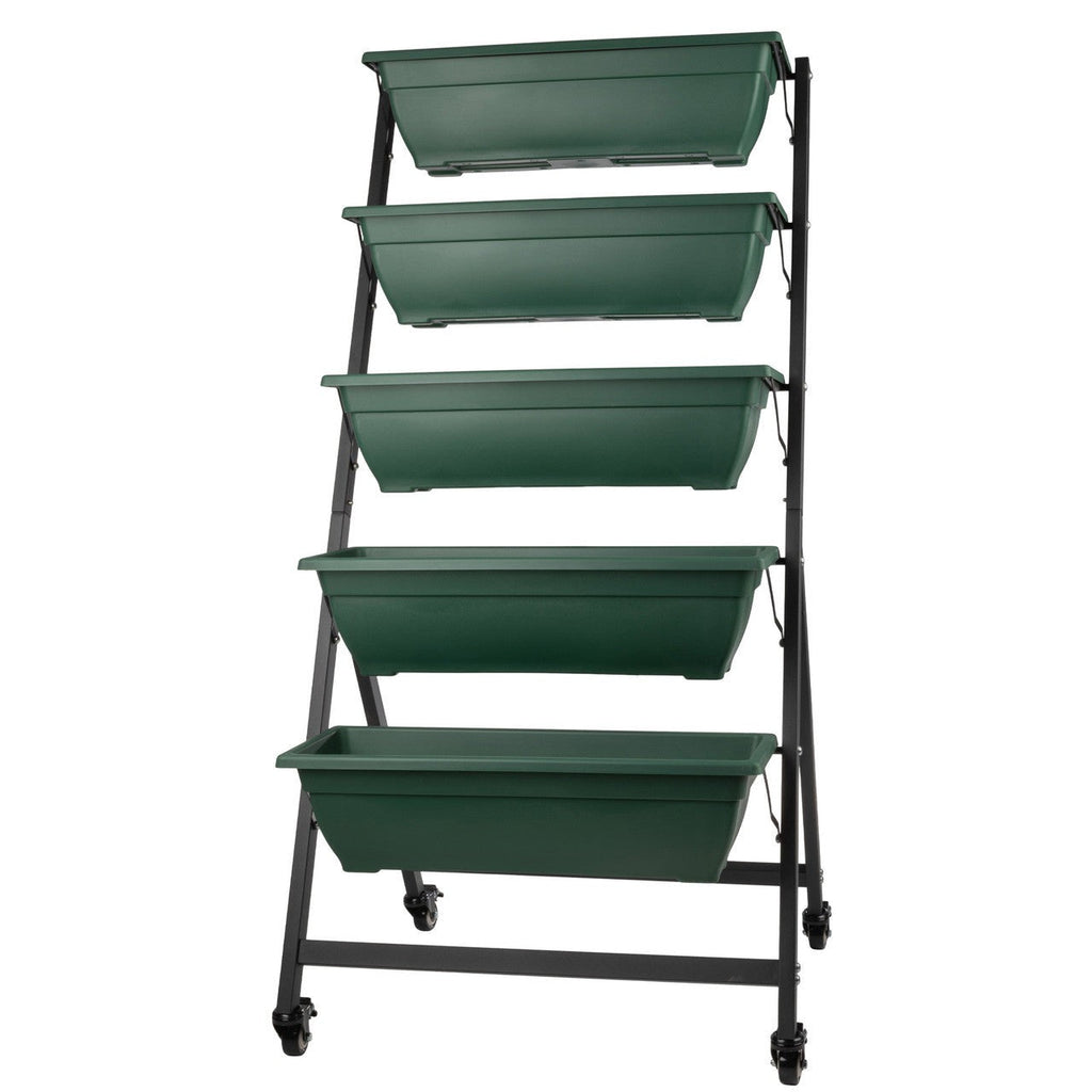 5-Tier Vertical Planter with Wheels - Hunter Green